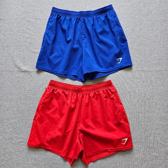 Gymshark Men's Shorts Bundle Size Large 5" Inseam Blue And Red Activewear Set - Picture 1 of 7